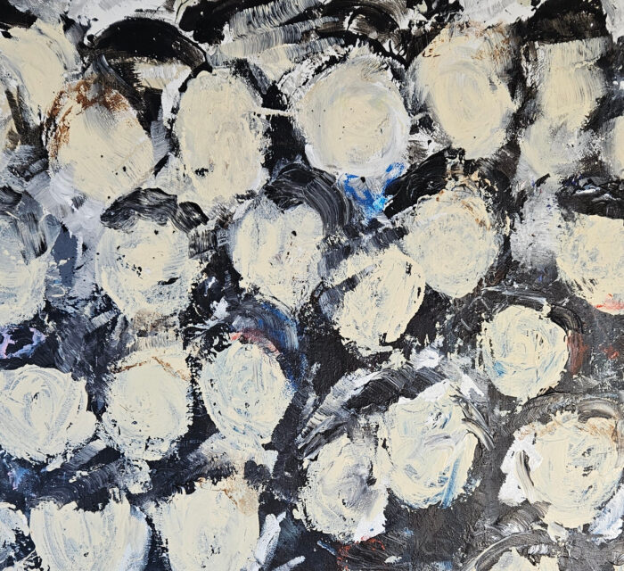 Multitête  vue de près acrylique sur toile 100x100cm – Image 3