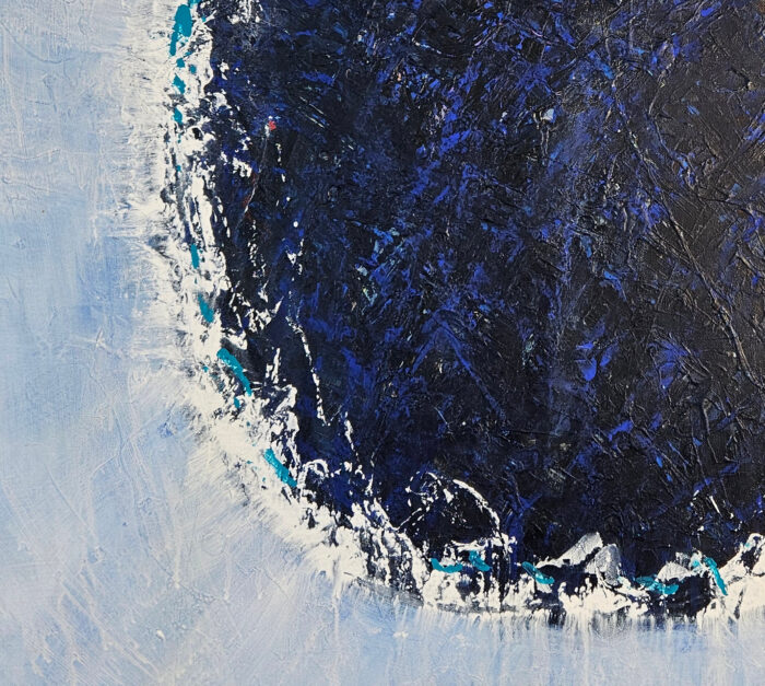 Big Bang bleu foncé sur fond clair peinture acrylique sur toile 100x100cm – Image 3