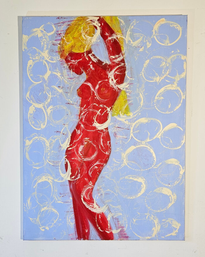 Femme en rouge 2 : acrylique sur toile 100x73cm – Image 2