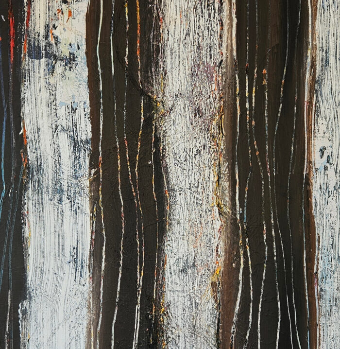 Troncs marron : peinture acrylique contemporaine sur toile 116x89cm – Image 3