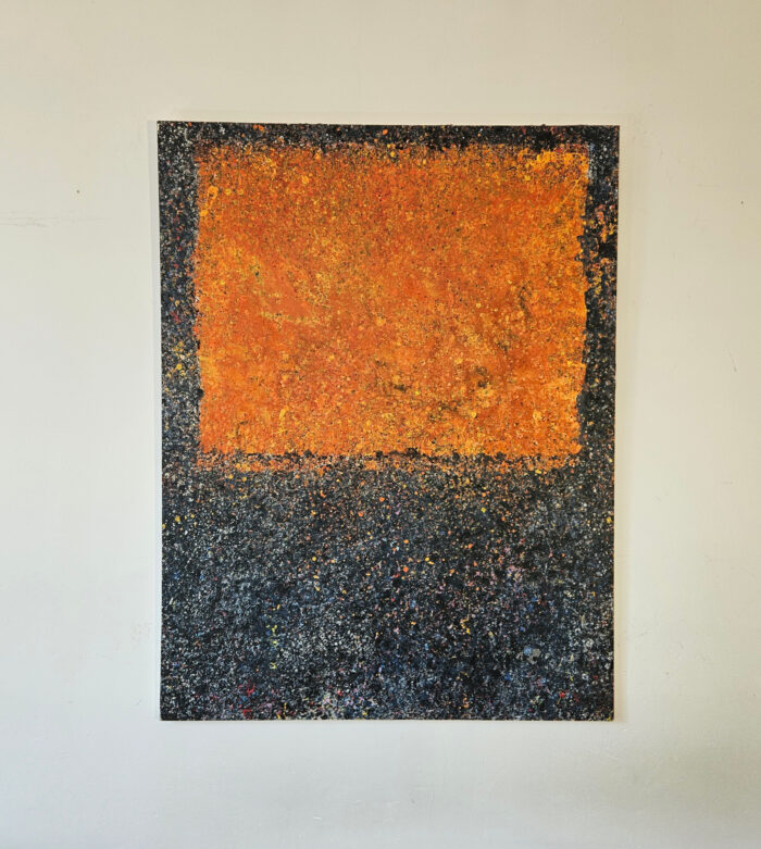 Duo orange et noir peinture acrylique sur toile 116x89cm – Image 3