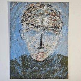 Portrait d'homme avec des yeux bleus peinture acrylique sur toile 116x89cm – Image 2