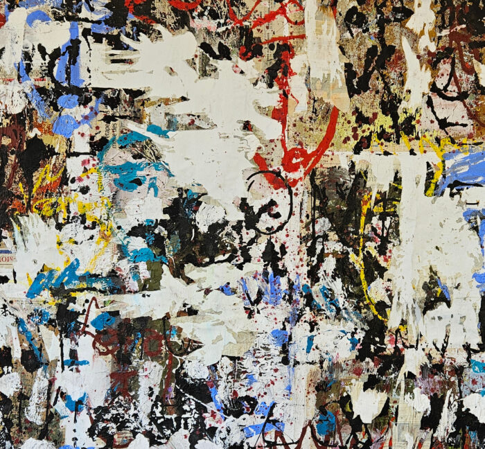 Multitêtes arrachées peinture acrylique et collage sur toile 180x167cm – Image 2