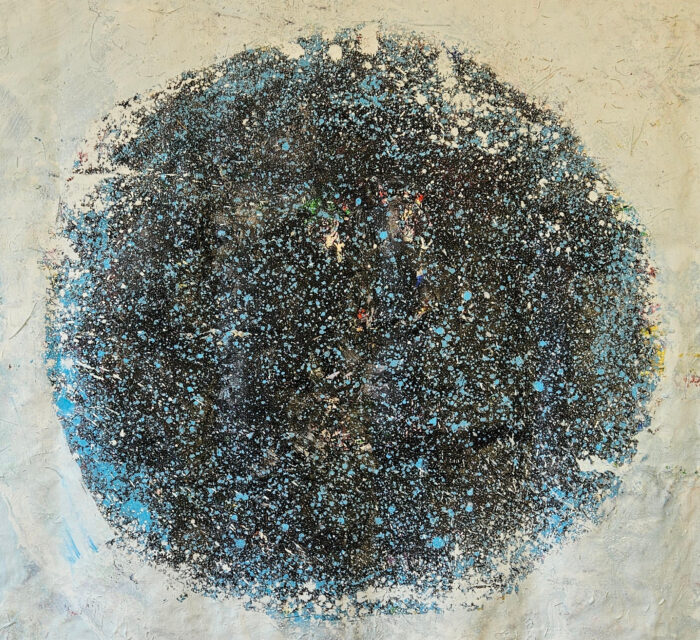 Big Bang bleu sur fond blanc peinture acrylique sur toile 190x149cm – Image 2