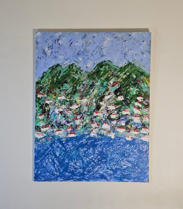 Paysage agité borde de mer peinture moderne acrylique sur toile 116x89cm (Copie) – Image 2