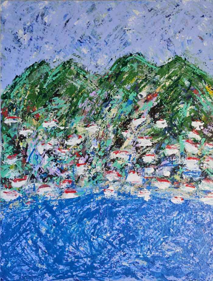 Paysage agité borde de mer peinture moderne acrylique sur toile 116x89cm (Copie)