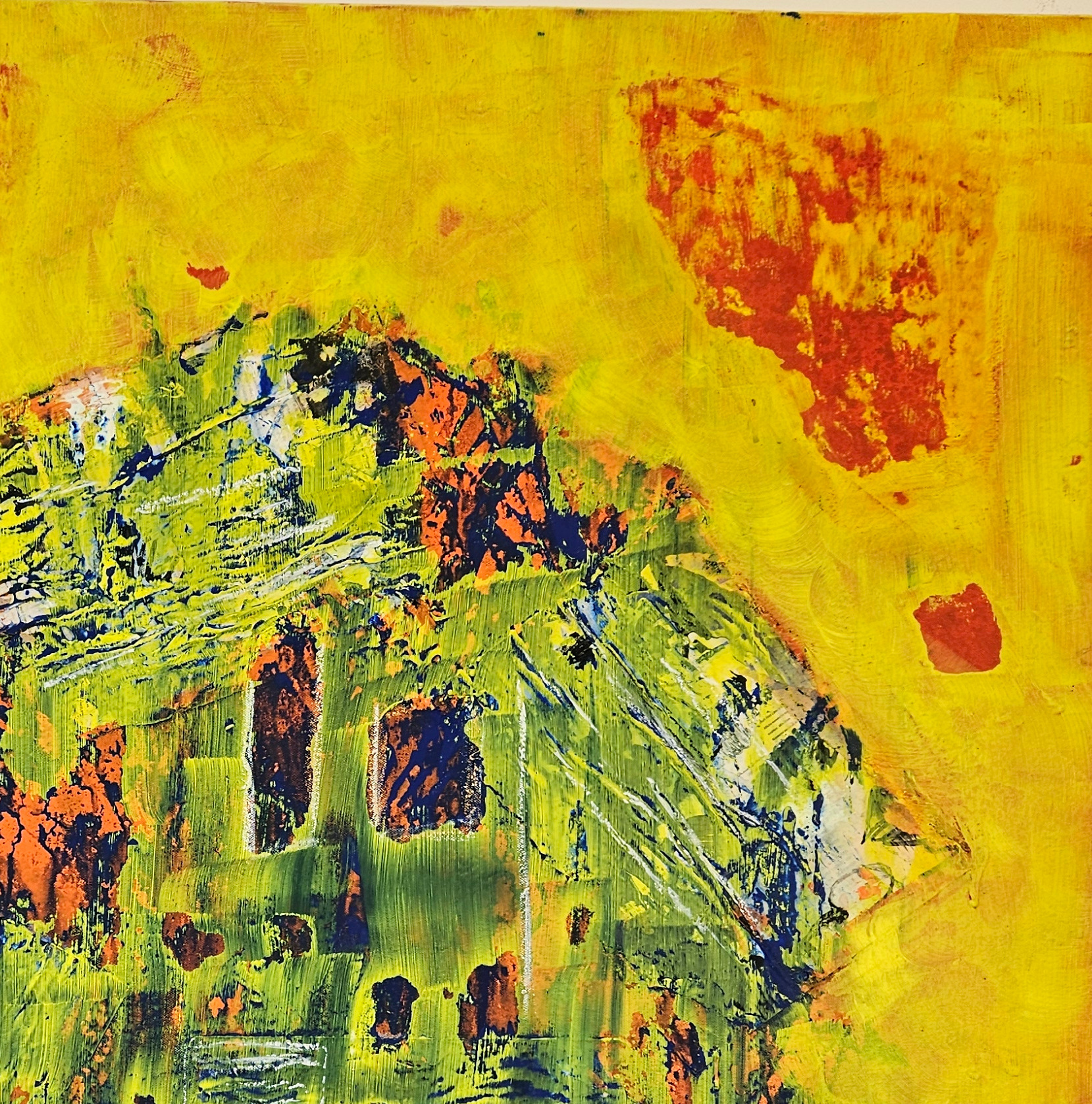 Paysage de maison verte peinture acrylique moderne sur toile 100x100cm – Image 4