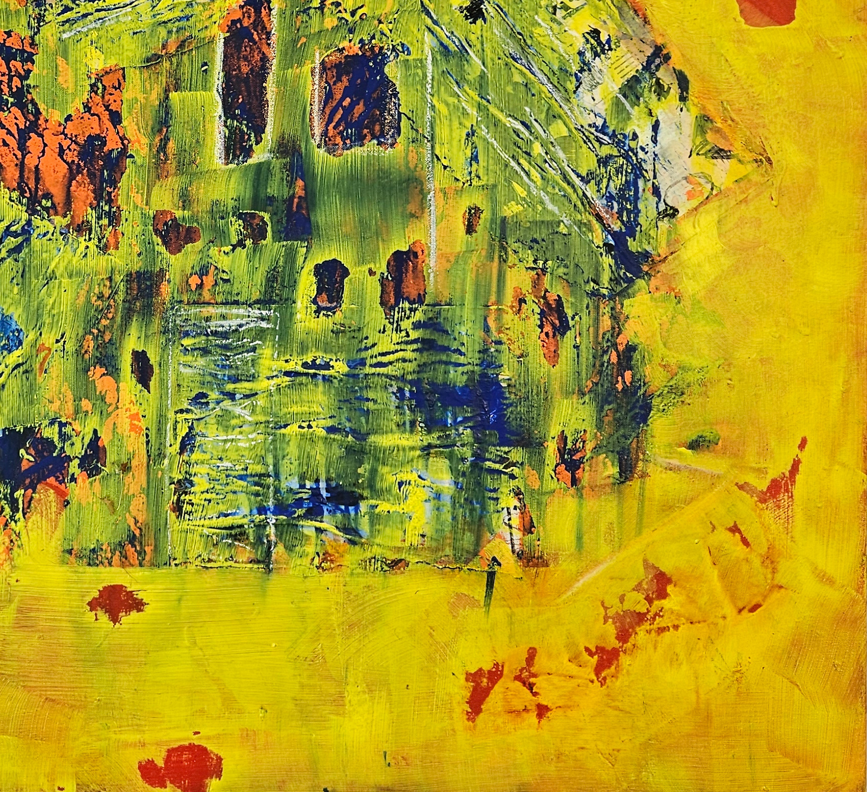 Paysage de maison verte peinture acrylique moderne sur toile 100x100cm – Image 5