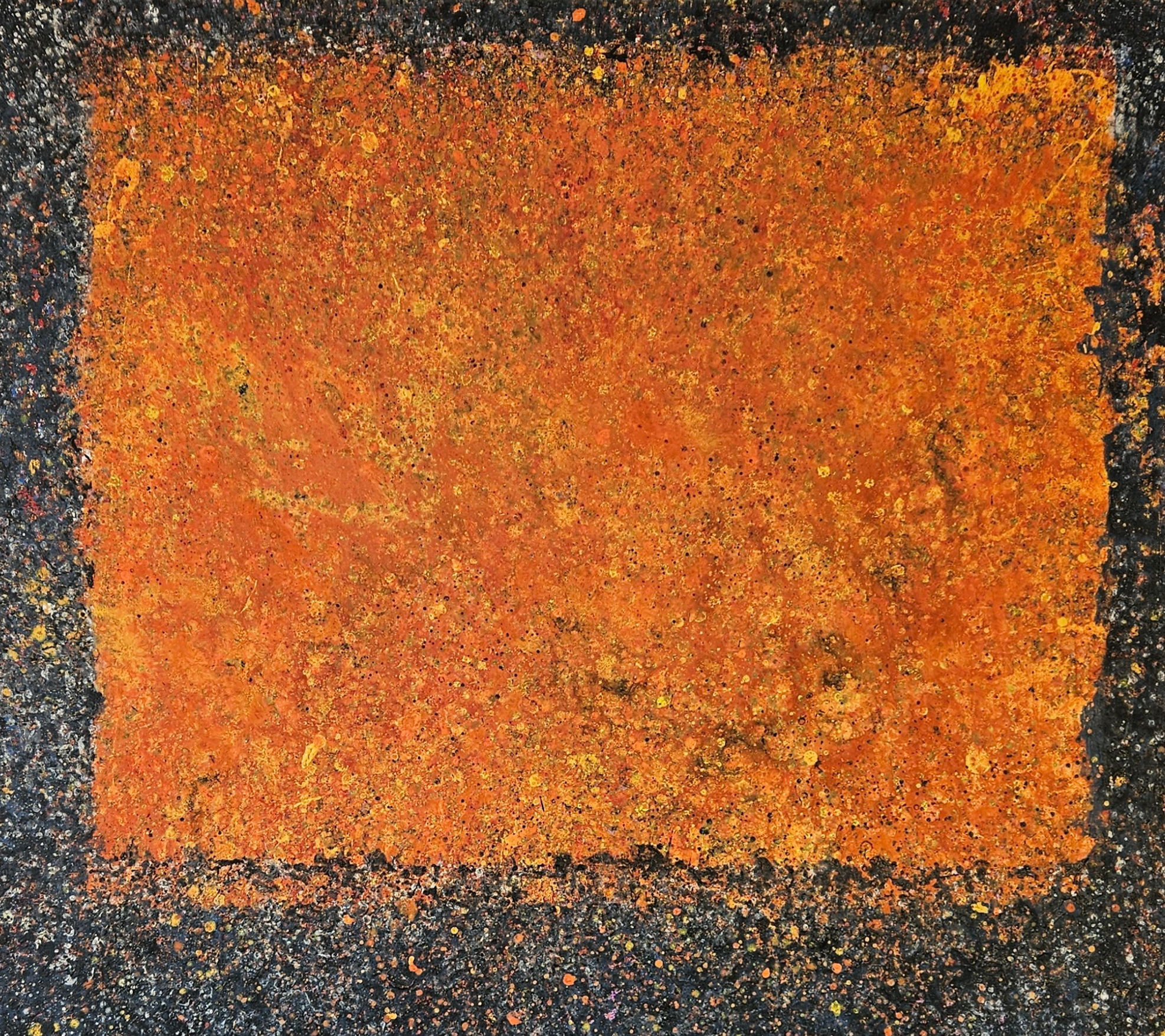 Duo orange et noir peinture acrylique sur toile 116x89cm – Image 5