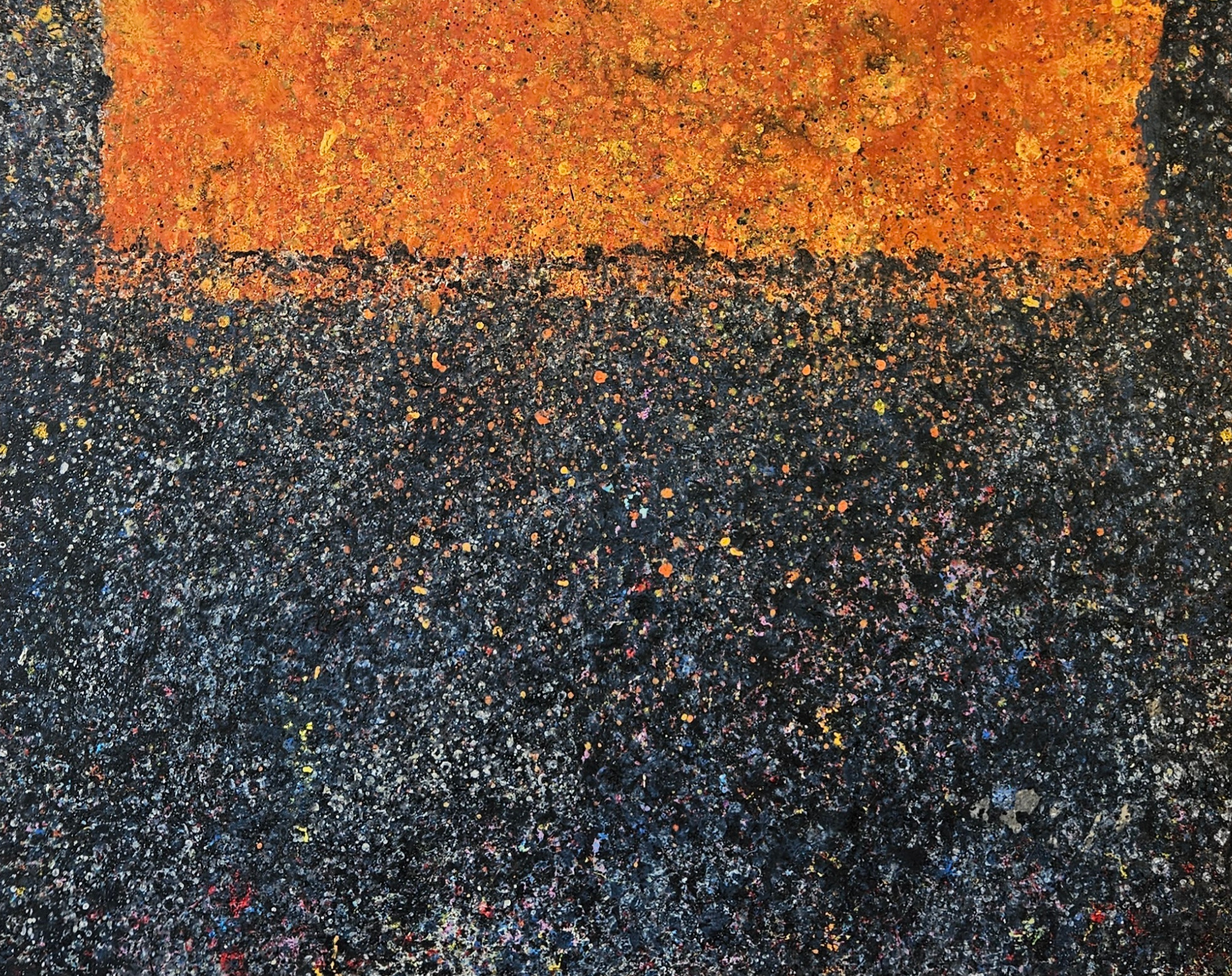 Duo orange et noir peinture acrylique sur toile 116x89cm – Image 4