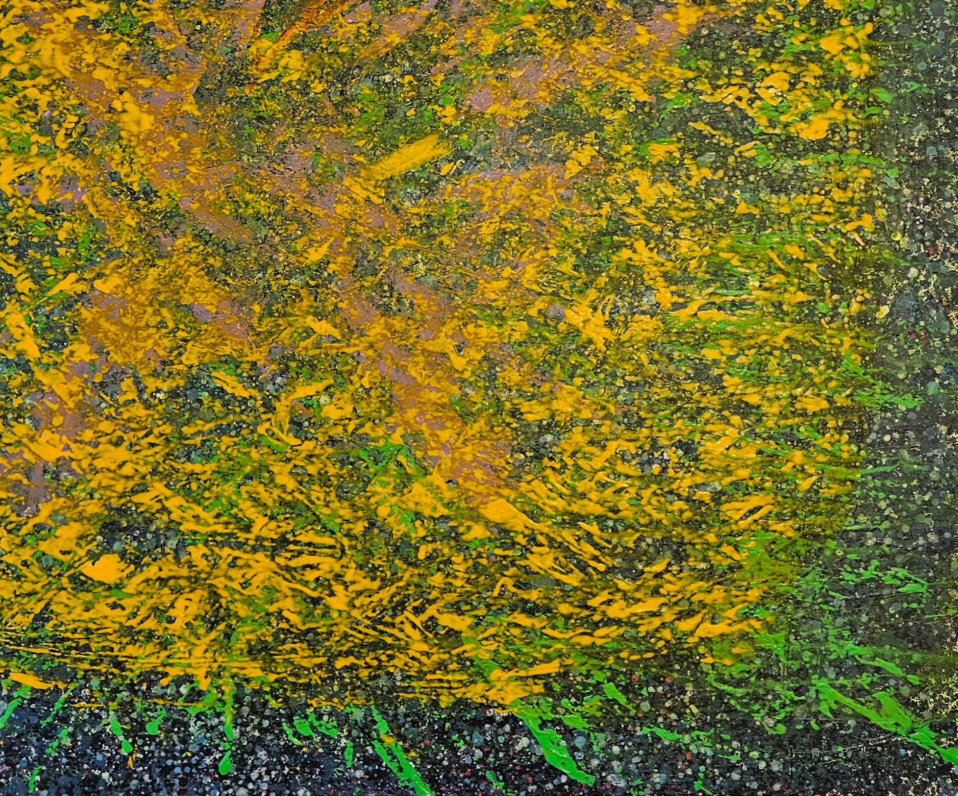 Passion jaune sur bleu, acrylique sur toile 100x100cm – Image 6