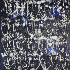 Multitête bleu peinture acrylique sur toile 100x100cm