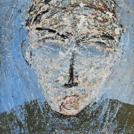 Portrait d'homme avec des yeux bleus peinture acrylique sur toile 116x89cm