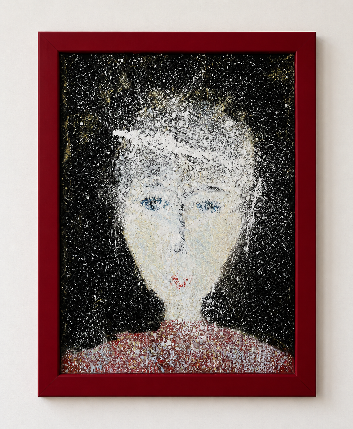 Tête, portrait de femme au beau visage peinture acrylique moderne sur toile 100x73cm – Image 3