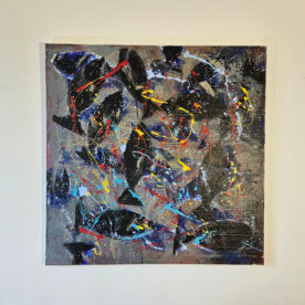 Poisson noir peinture acrylique sur toile 100x100cm – Image 2
