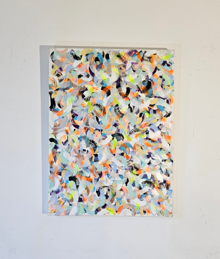 Petite friture bleu blanc noir violet : acrylique sur toile 60x80cm – Image 2