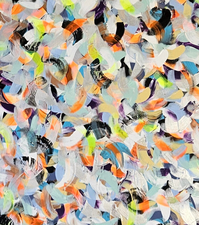 Petite friture bleu blanc noir violet : acrylique sur toile 60x80cm – Image 3