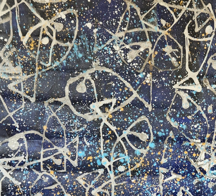 Poissons blanc sur fond bleu peinture acrylique sur toile 167x189cm – Image 2