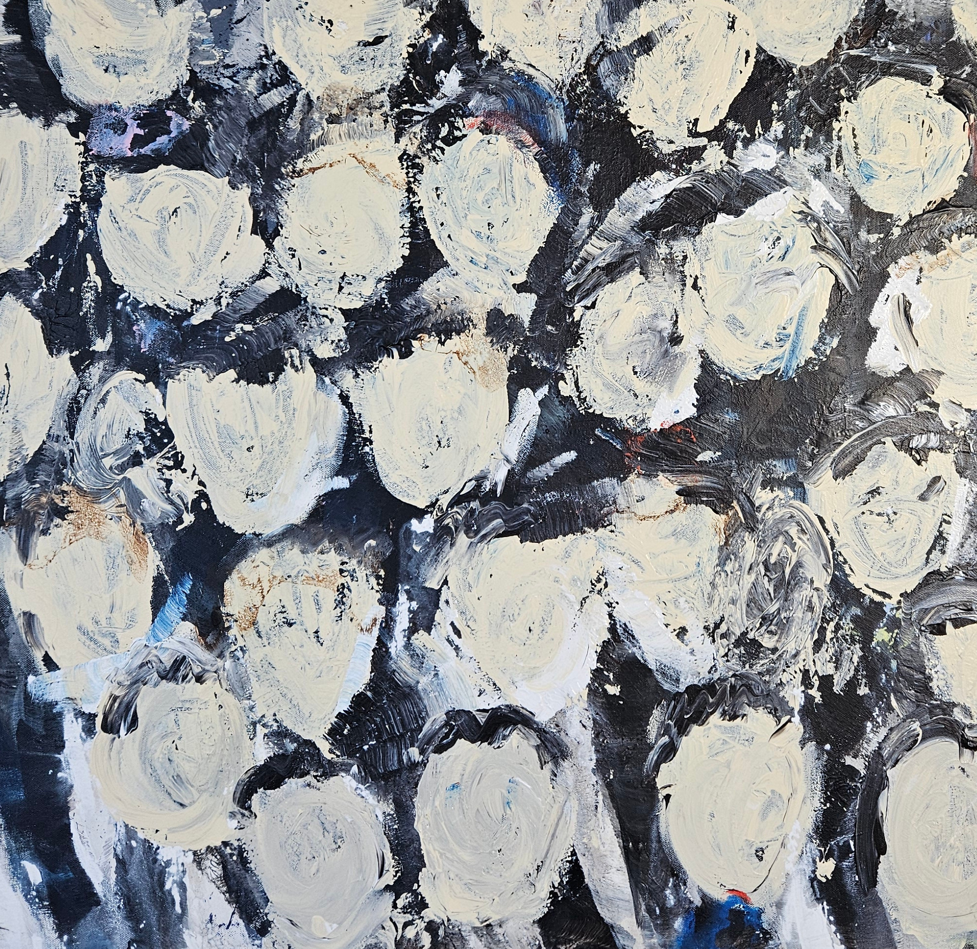 Foule anonyme acrylique sur toile 100x100cm – Image 6