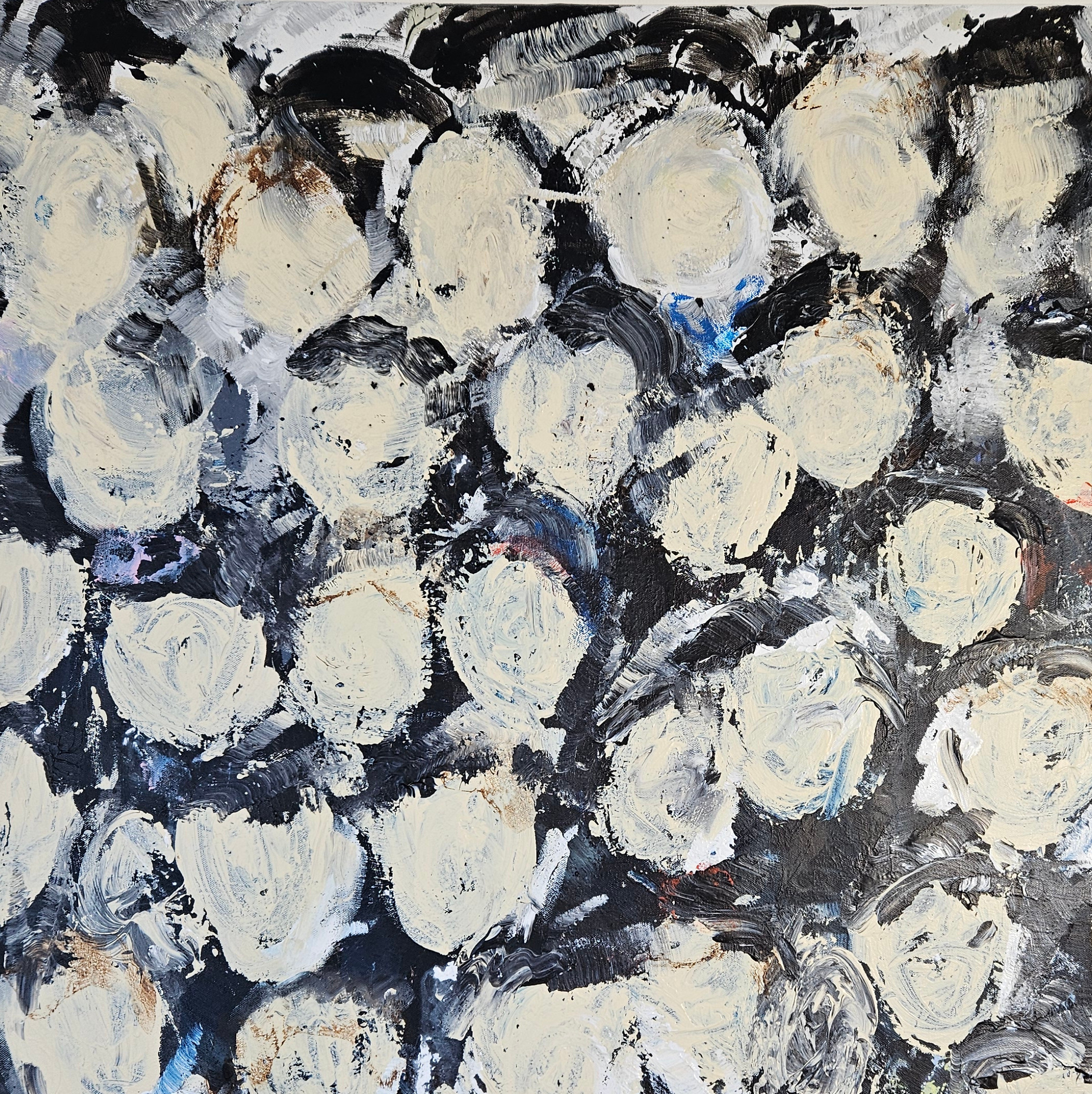 Foule anonyme acrylique sur toile 100x100cm – Image 5