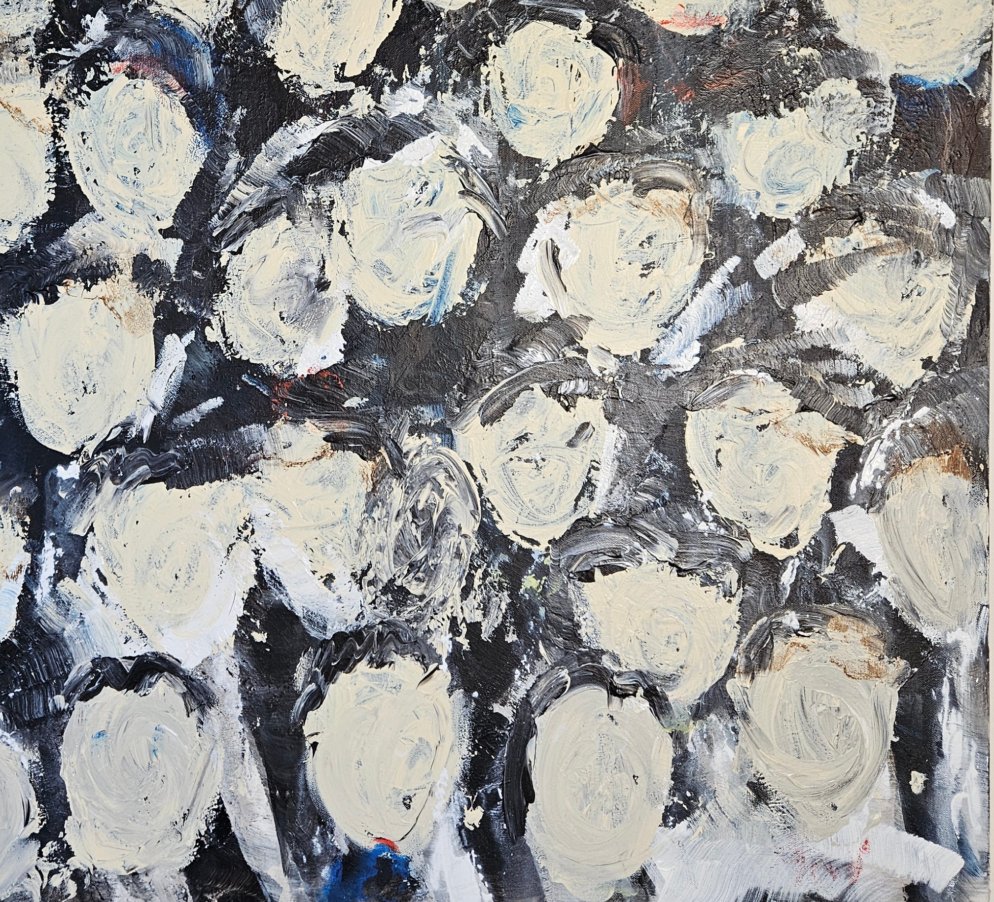 Foule anonyme acrylique sur toile 100x100cm – Image 4