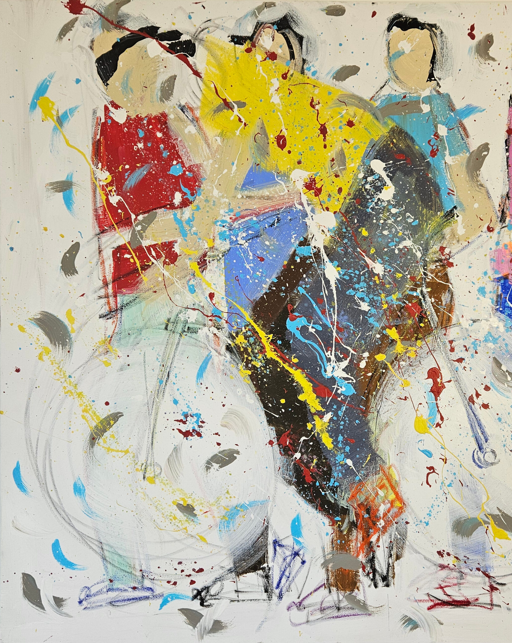 Vélo, cycliste tour de France, maillot jaune peinture acrylique sur toile 100x100cm – Image 4