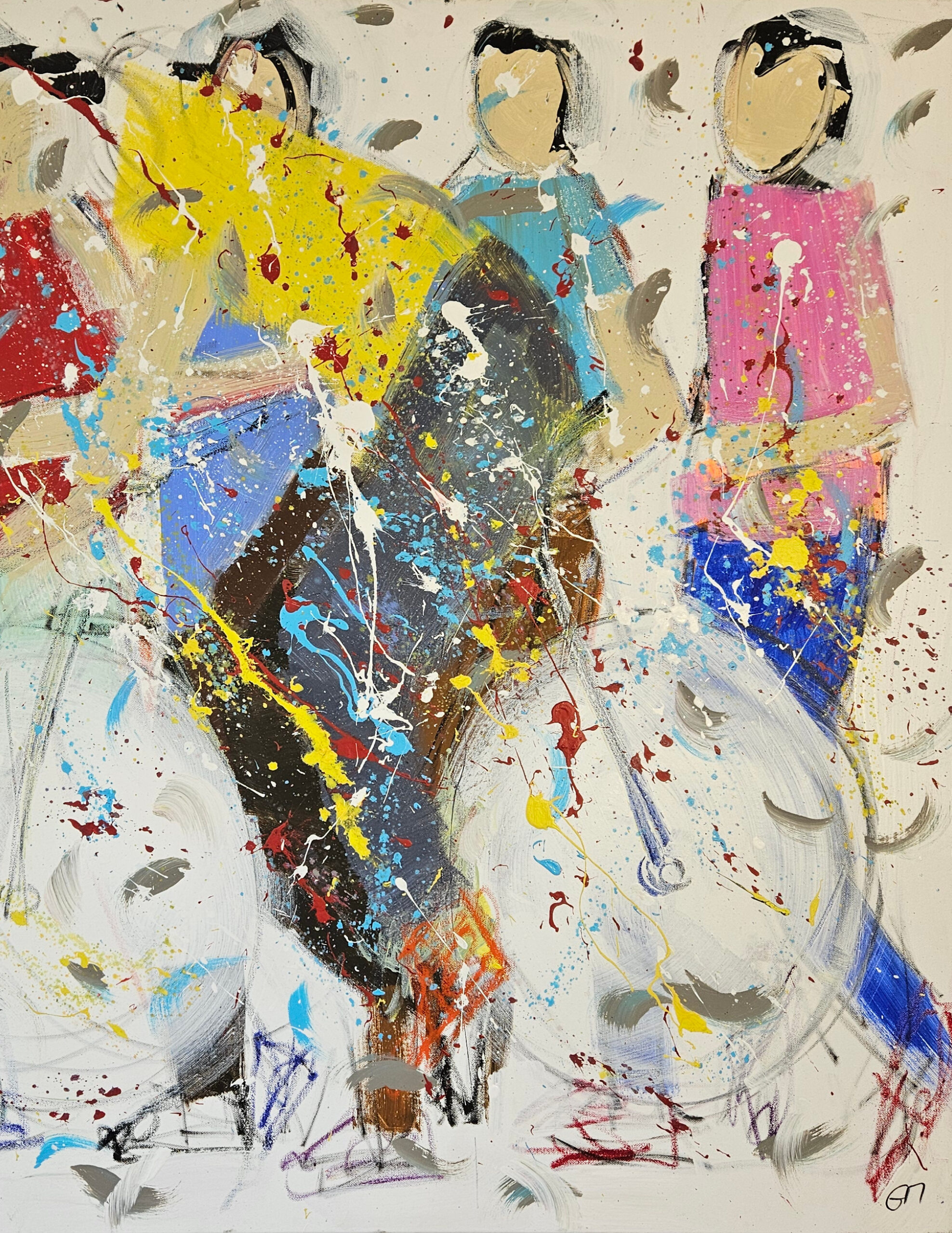 Vélo, cycliste tour de France, maillot jaune peinture acrylique sur toile 100x100cm – Image 3