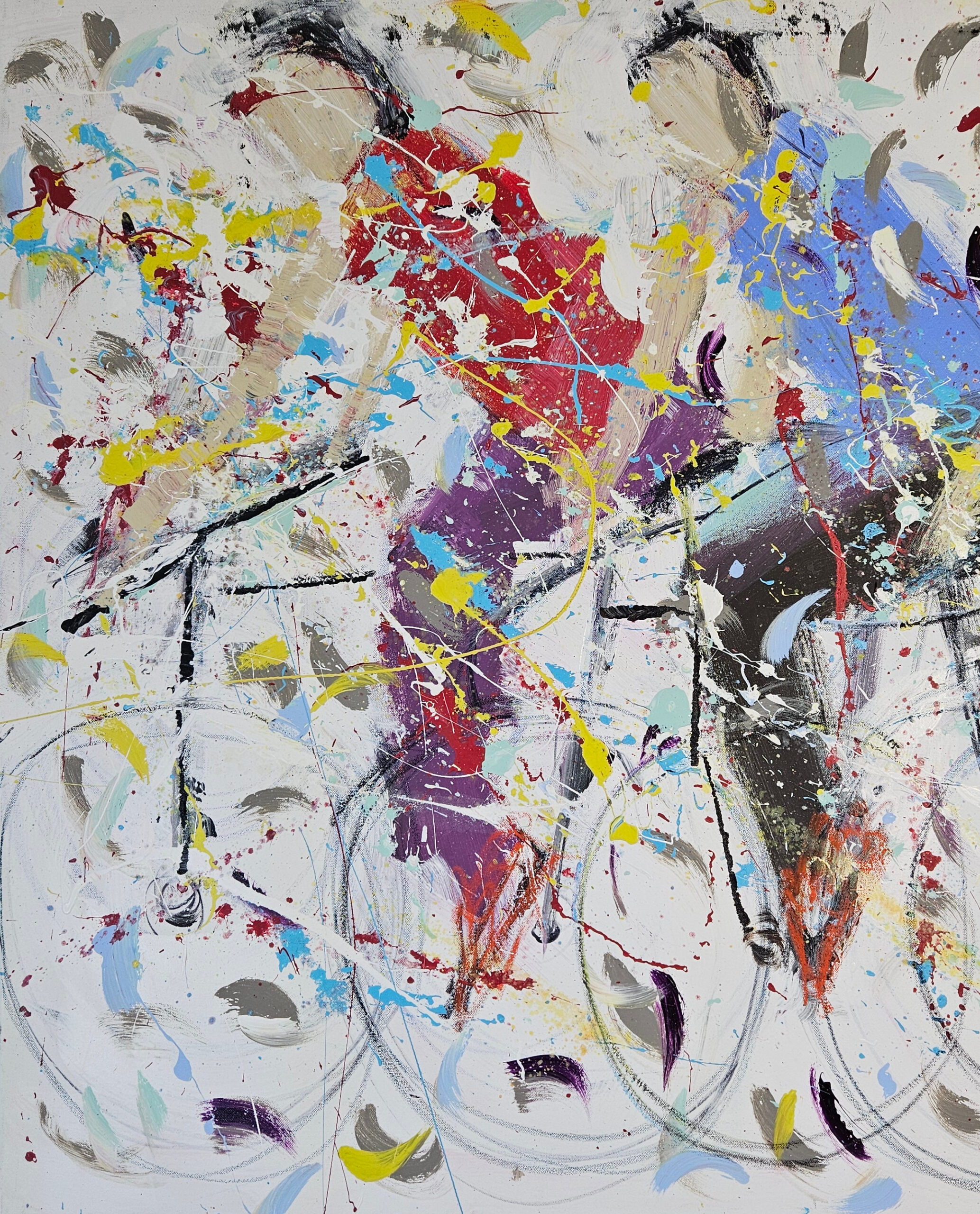 Course de vélo, acrylique sur toile 100x100cm – Image 2