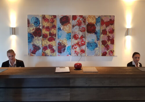 Panneau de 6 tableaux de fleurs 40x120cm peinture acrylique sur toile