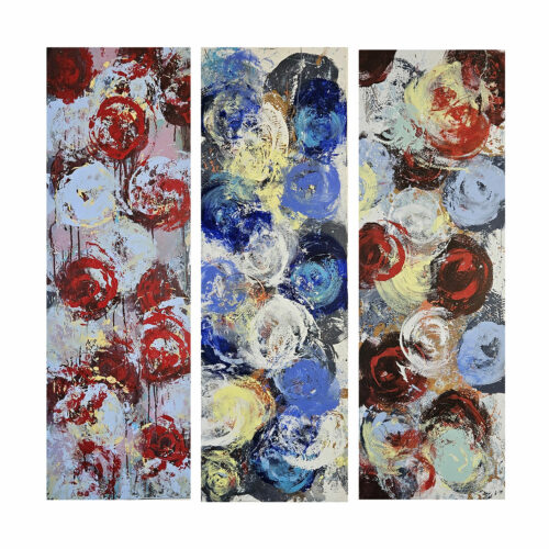 Triptyque de fleurs n°2 peintures acrylique sur toile 3 fois 40x120cm