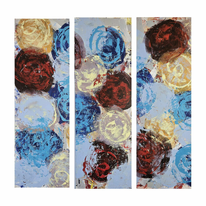 Triptyque de fleurs n°1 peintures acrylique sur toile 3 fois 40x120cm