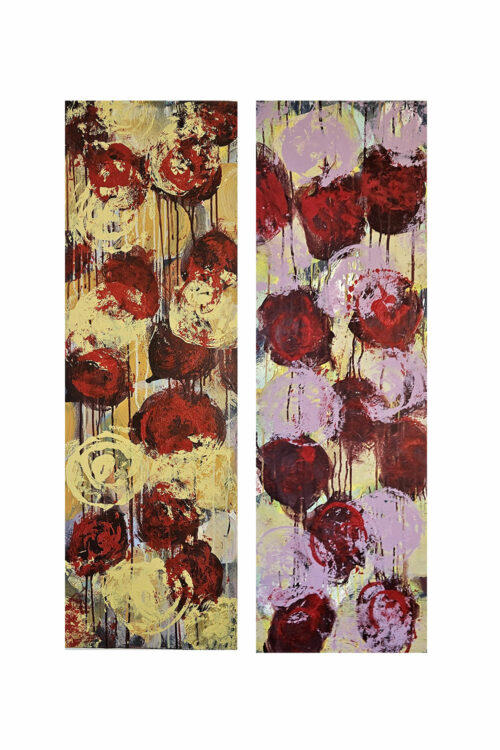Diptyque de fleurs n°1 peintures acrylique sur toile 2 fois 40x120cm