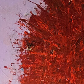 Big Bang abstrait rouge sur fond violet 2 peinture acrylique sur toile 100x100cm – Image 3