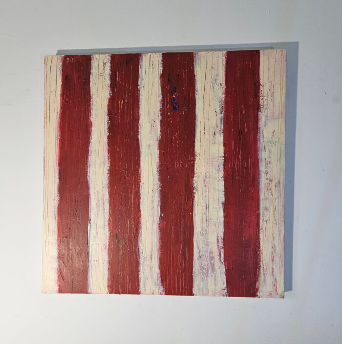 Troncs rouges : peinture acrylique contemporaine sur toile 100x100cm – Image 2