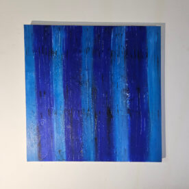 Troncs bleus : peinture acrylique contemporaine sur toile 100x100cm – Image 2
