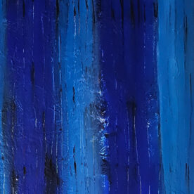 Troncs bleus : peinture acrylique contemporaine sur toile 100x100cm – Image 3