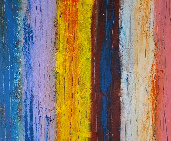 Bandes larges couleur flashy : peinture acrylique contemporaine sur toile 100x100cm – Image 3