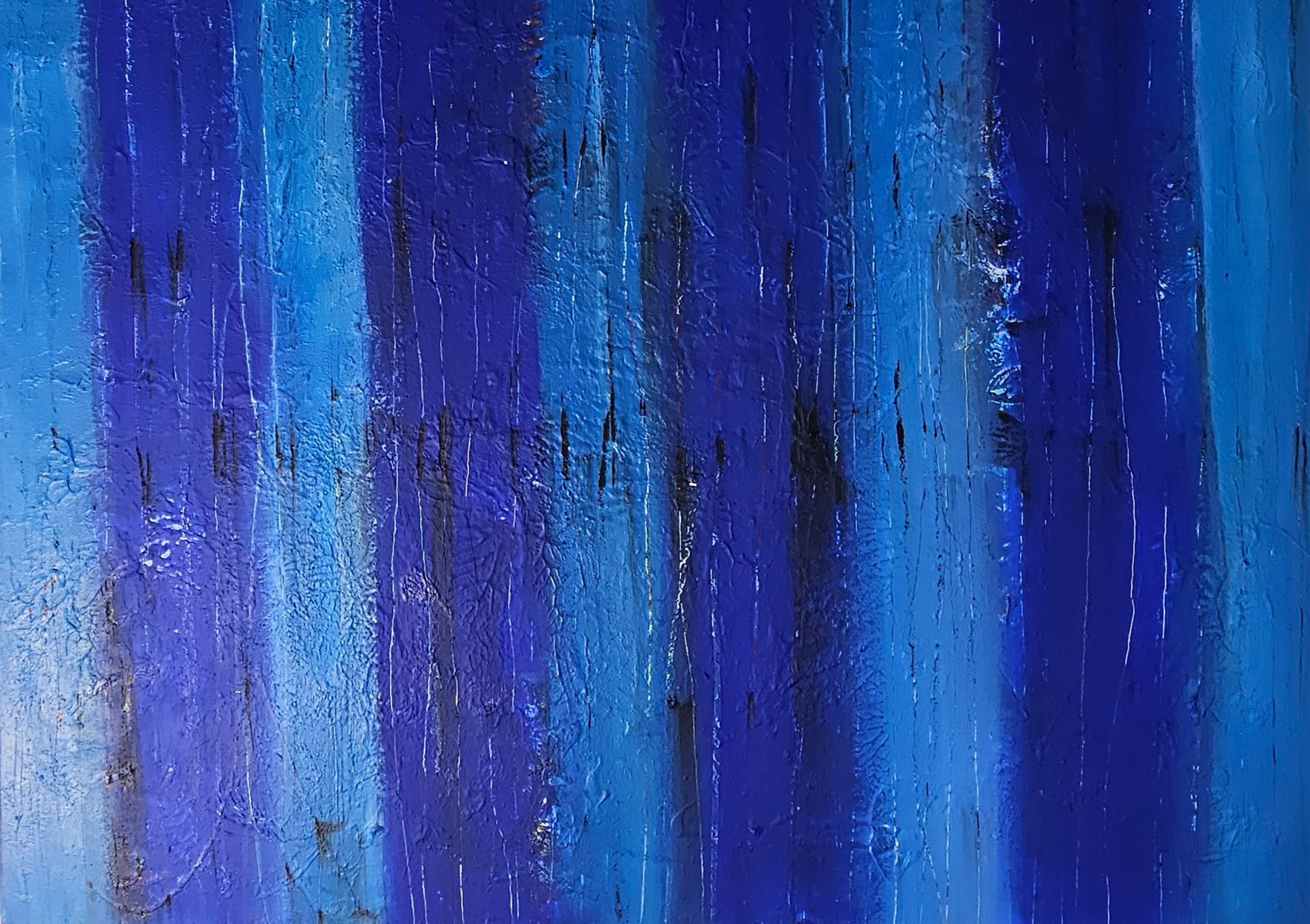 Troncs bleus : peinture acrylique contemporaine sur toile 100x100cm – Image 5