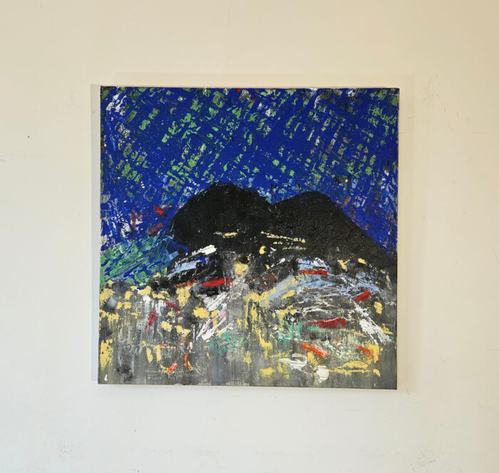 Paysage montagne la nuit la nuit peinture acrylique moderne sur toile 80x80cm – Image 2