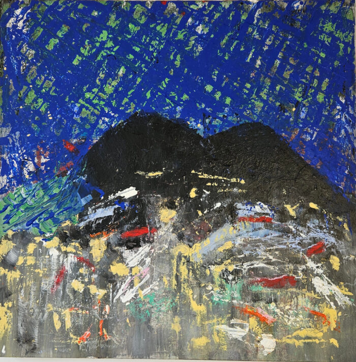 Paysage montagne la nuit la nuit peinture acrylique moderne sur toile 80x80cm