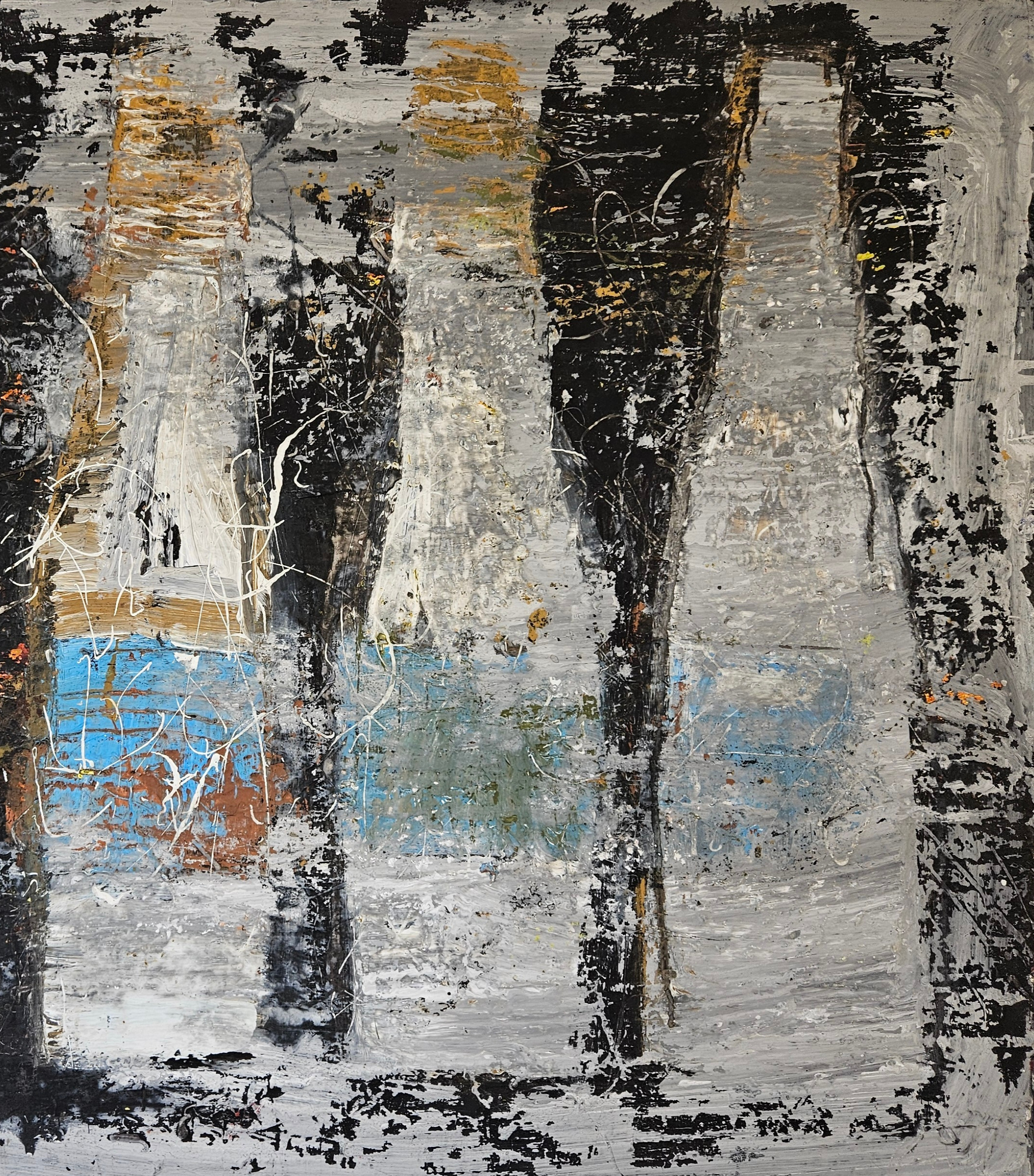 Peinture abstraite, bouteilles de vin, acrylique sur toile 116x89cm – Image 4