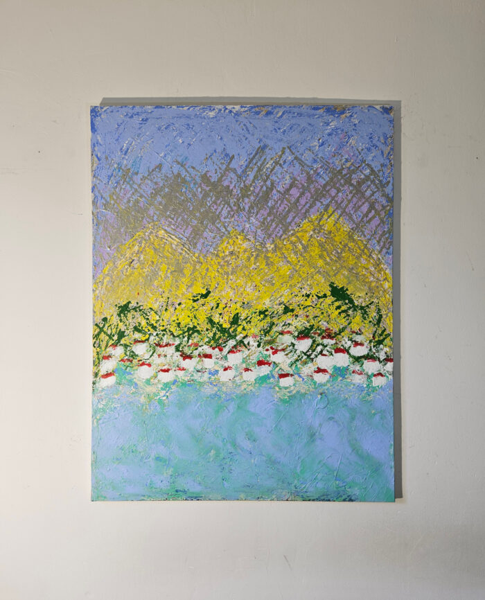 Paysage de borde de mer peinture acrylique moderne sur toile 116x89cm – Image 2