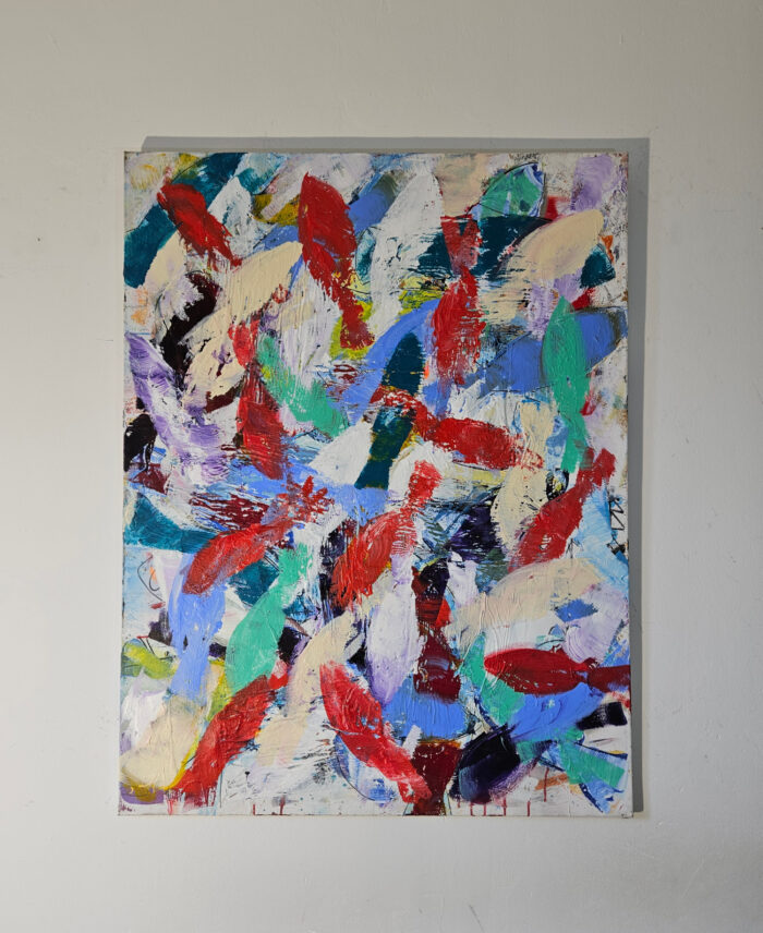 Les poissons rouges peinture acrylique sur toile 116x89cm – Image 2