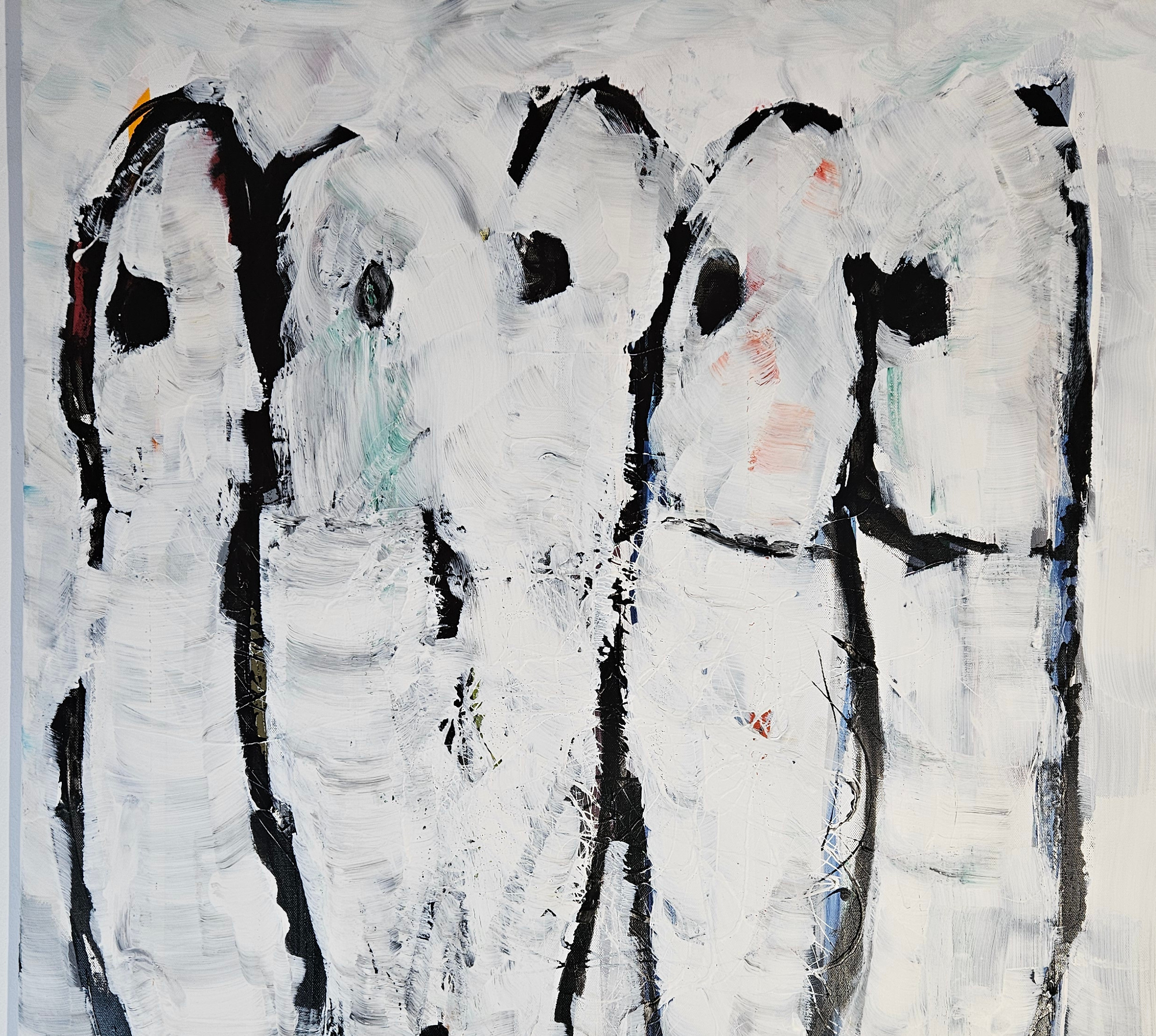 Sardines blanches sur fond blanc, peinture acrylique sur toile 116x89cm – Image 3