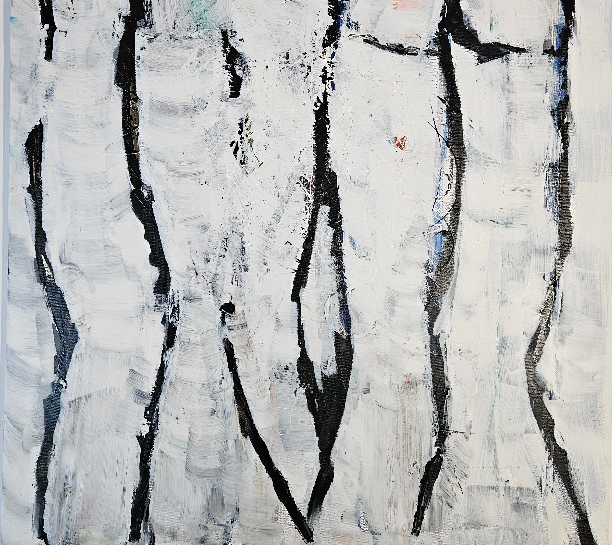 Sardines blanches sur fond blanc, peinture acrylique sur toile 116x89cm – Image 4