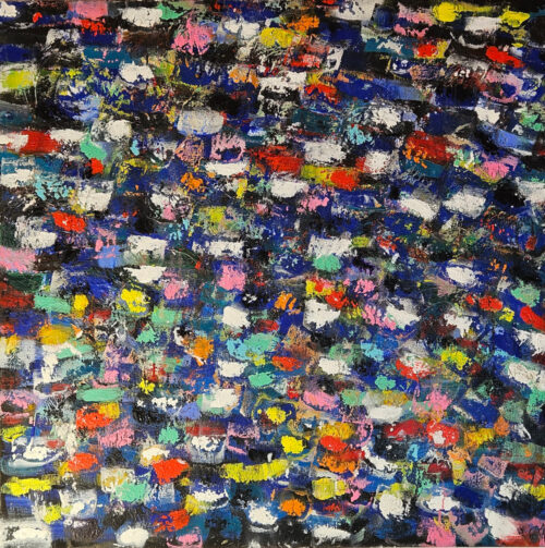 Abstraction, étude de couleurs sur toile 100x100cm