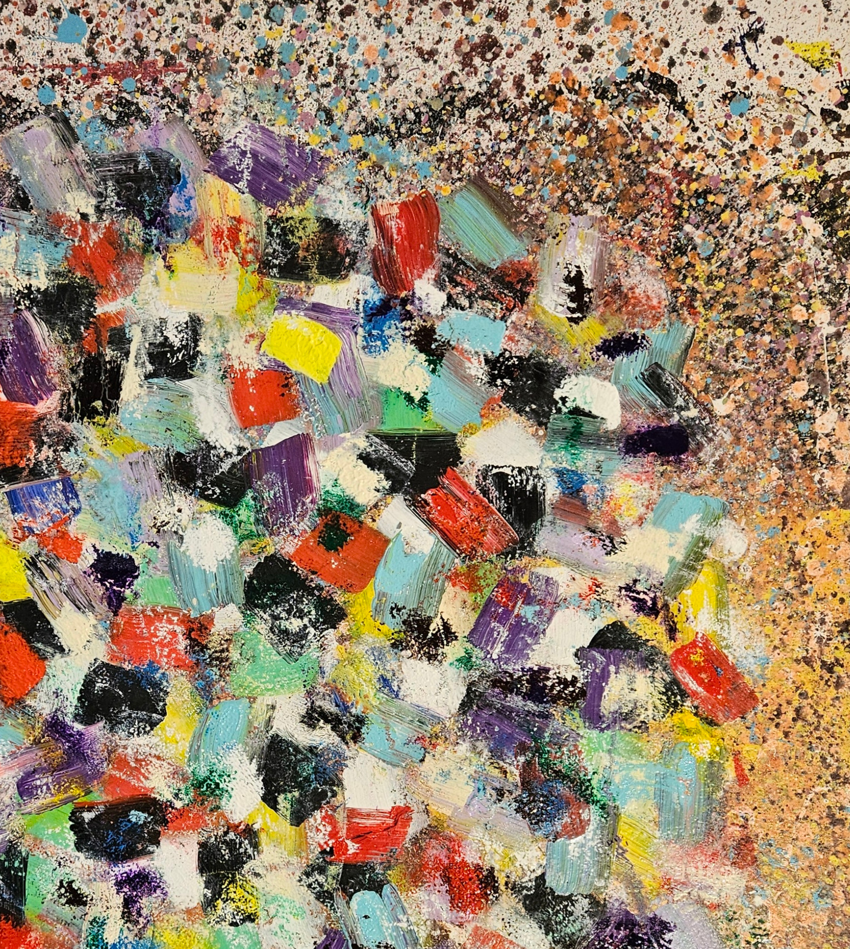 Big Bang abstrait multicolore peinture acrylique sur toile 100x100cm – Image 5