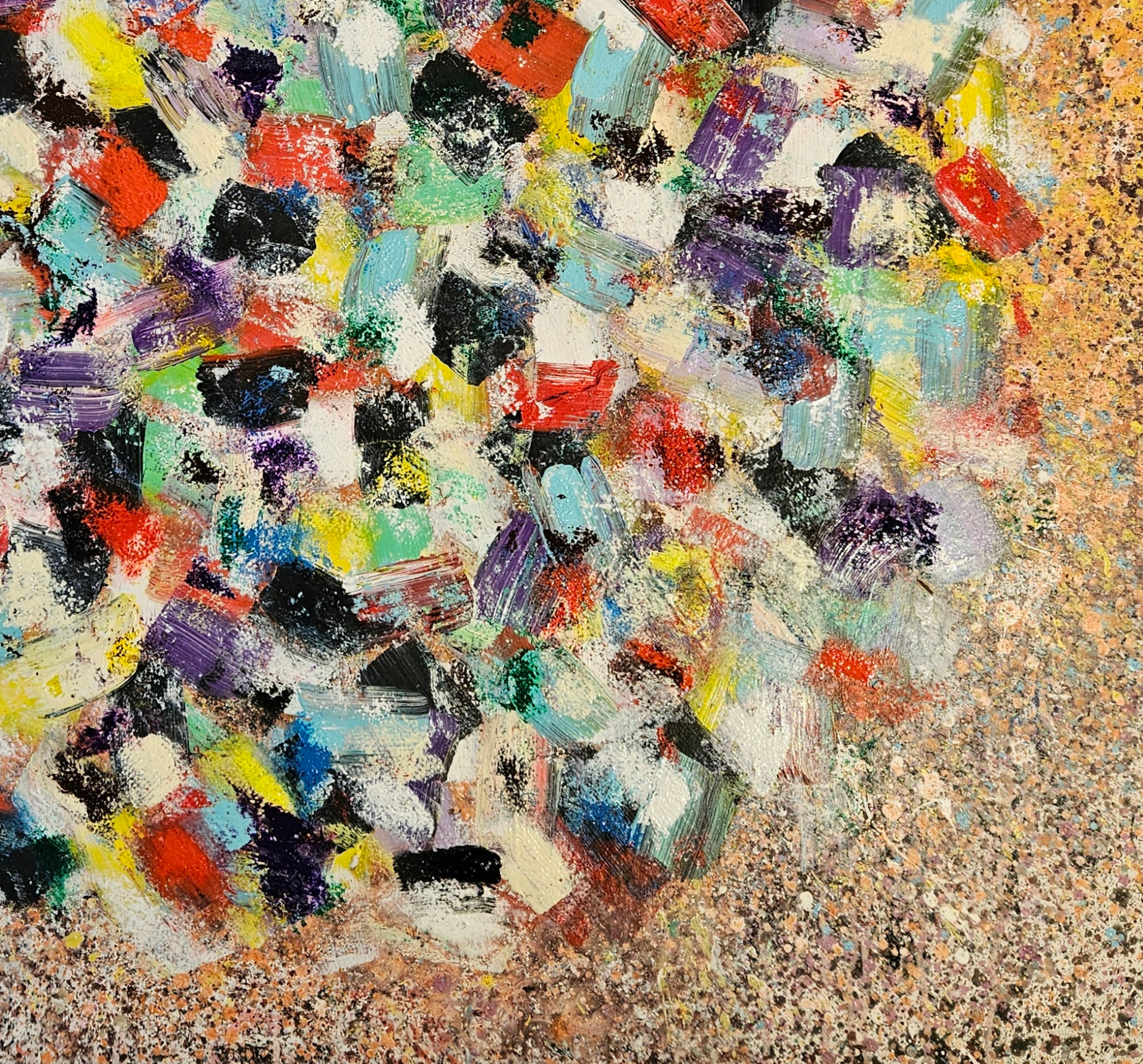 Big Bang abstrait multicolore peinture acrylique sur toile 100x100cm – Image 6