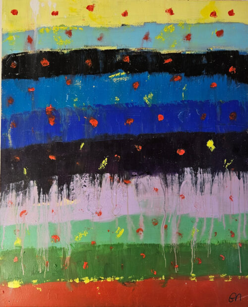 Coquelicots peinture acrylique abstraite sur toile 101x81x2cm