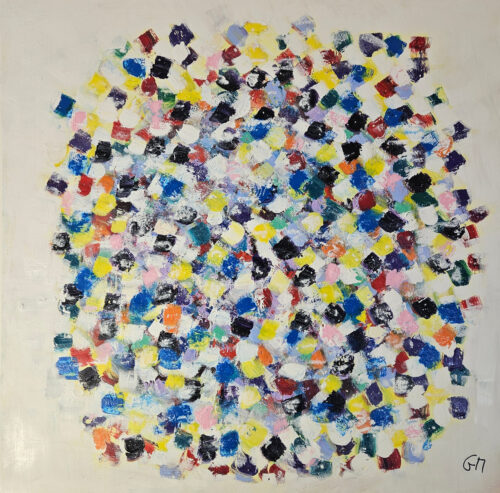 Abstraction explosion de couleurs, acrylique sur toile 100x100cm